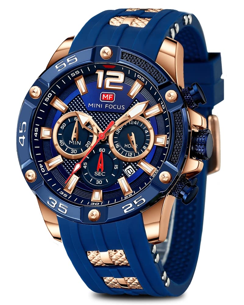 HOTAIMES Watch for Men Sport Military Waterproof Chronograph Mens Watches Analog Quartz Big Face Classic Stylish Fashion Casual Designer Business Work Wrist Watch Elegant Gift for Men