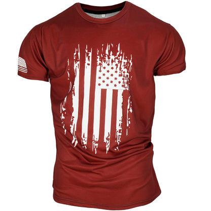 HOTMen's Short Sleeve Patriotic American Design with Eagle and Flag Premium T-Shirt