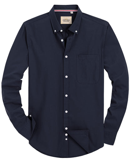 HOTAlimens & Gentle Mens Solid Oxford Shirt Long Sleeve Dress Shirt Work Casual Button Down Shirts with Pocket