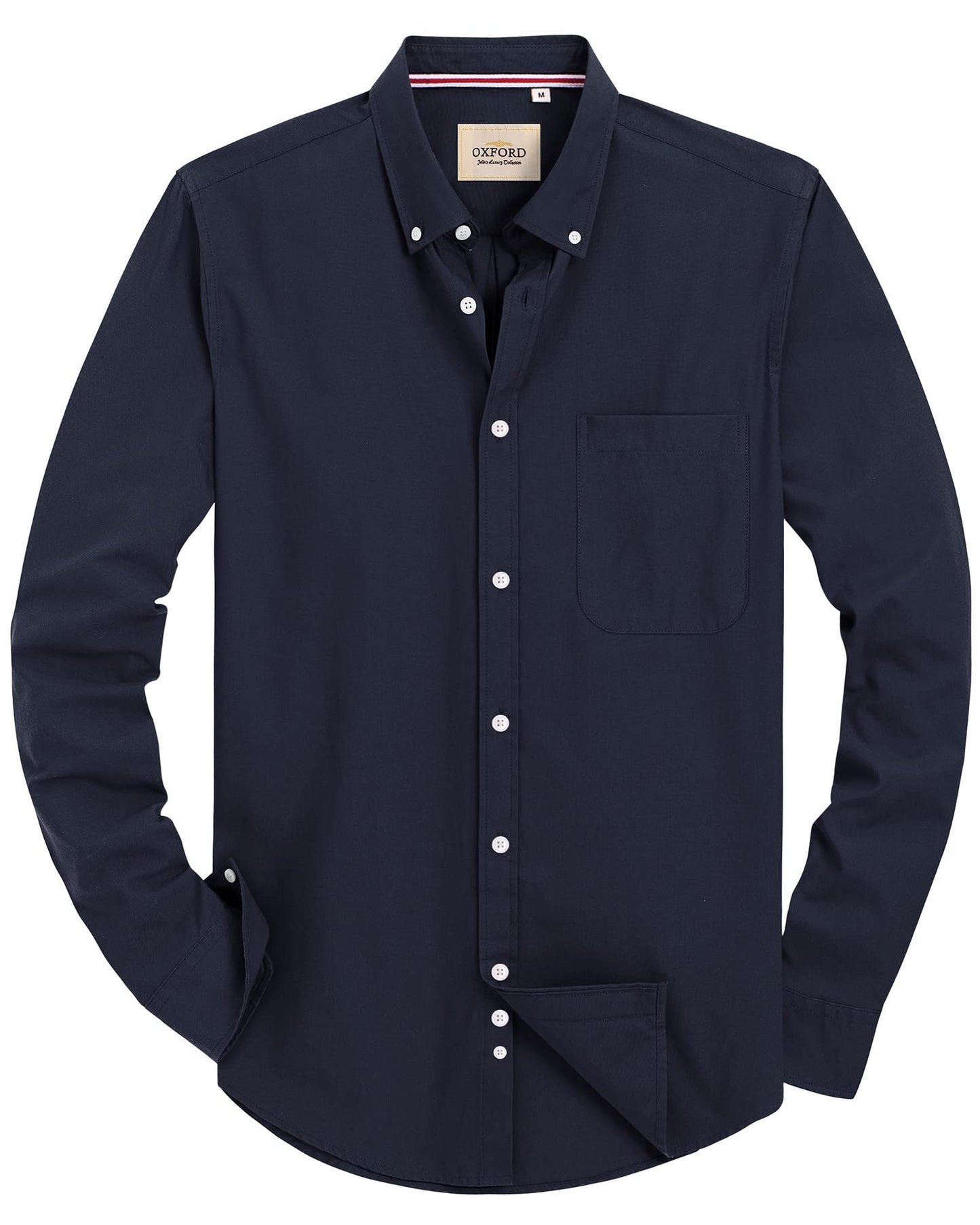 HOTAlimens & Gentle Mens Solid Oxford Shirt Long Sleeve Dress Shirt Work Casual Button Down Shirts with Pocket