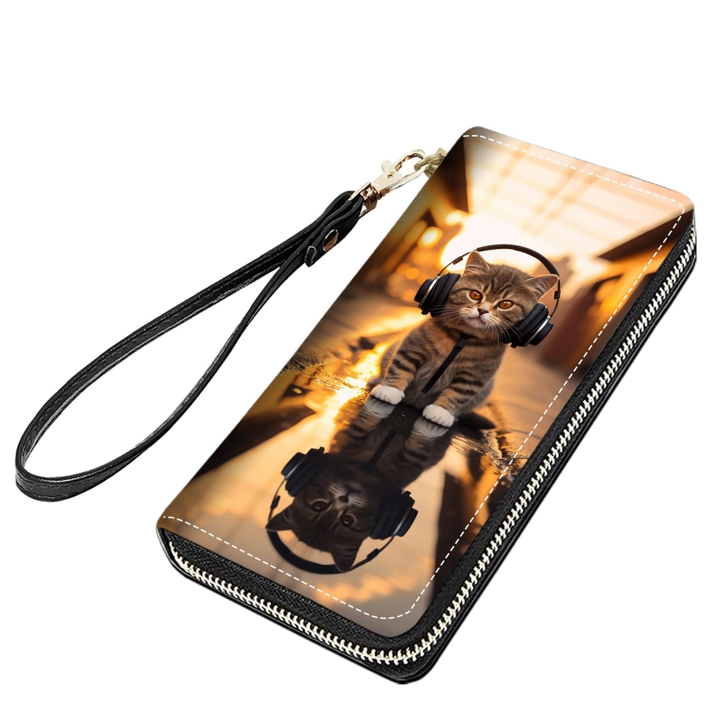 HOTCute Sloth Print Women Large Capacity PU Leather Zip Around Wallet, Multifunctional Clutch Purse for Cash/Card/Coin/Smart Phone