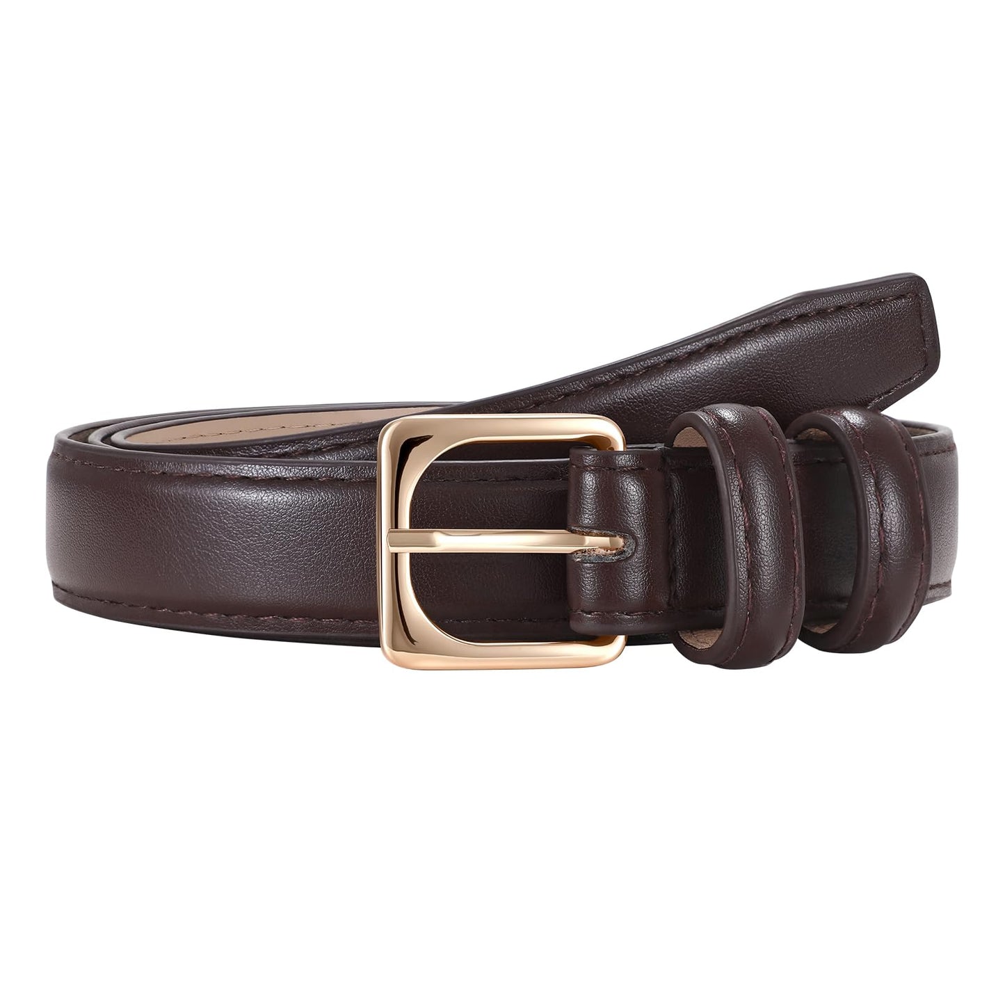 HOTJASGOOD Women Leather Belt Fashion Ladies Leather Waist Belt for Pants Jeans Dress with Gold Buckle