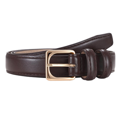 HOTJASGOOD Women Leather Belt Fashion Ladies Leather Waist Belt for Pants Jeans Dress with Gold Buckle