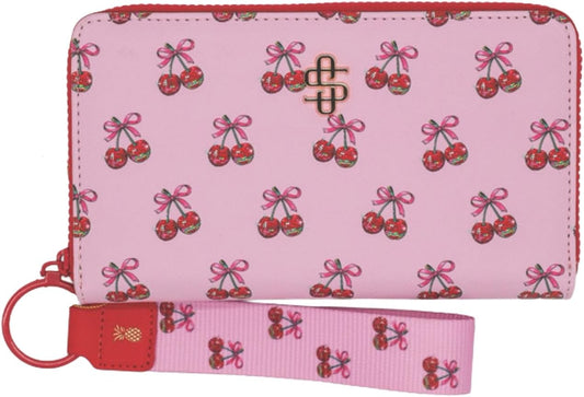 HOTSimply Southern Designer Print Wallet with Matching Key Fob (Cherry)