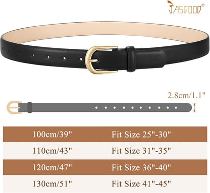 HOTJASGOOD Leather Belt Women Belts for Jean Pants with Gold Buckle Fashion Ladies Waist Belt