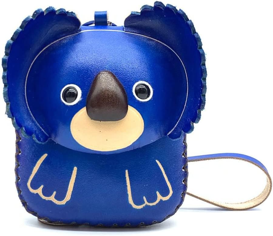HOTHandmade Vintage Genuine Leather 3D Animal Koala Bear Coin Purse (Purple)