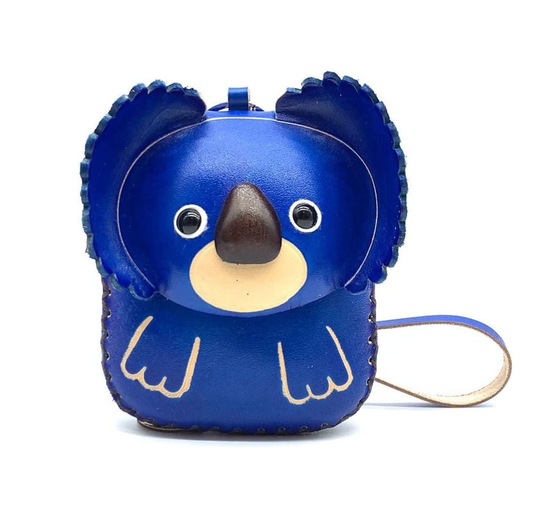 HOTHandmade Vintage Genuine Leather 3D Animal Koala Bear Coin Purse (Purple)