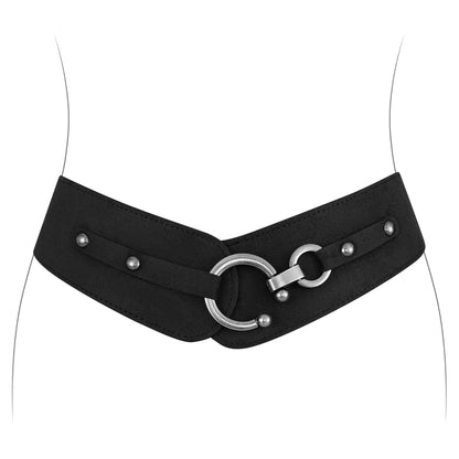 HOTJASGOOD Women's Elastic Wide Belts Retro Stretchy Belt Vintage Cinch Belts for Dresses Coats