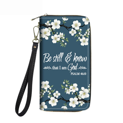 HOTWomen's Large Capacity Wallet PU Leather Double Zipper Clutch Purse Multifunctional Wallet with Removable Wristlet Strap for Smart Phone/Coin/Card/Cash, Floral Quotes Bible Verse Philippians 4-13