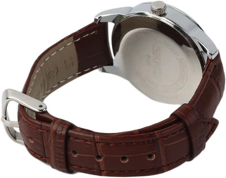 HOTSKMEI Business Men’s Quartz Wristwatches Roman Numeral Leather Band Casual Water Resist Analog Watches