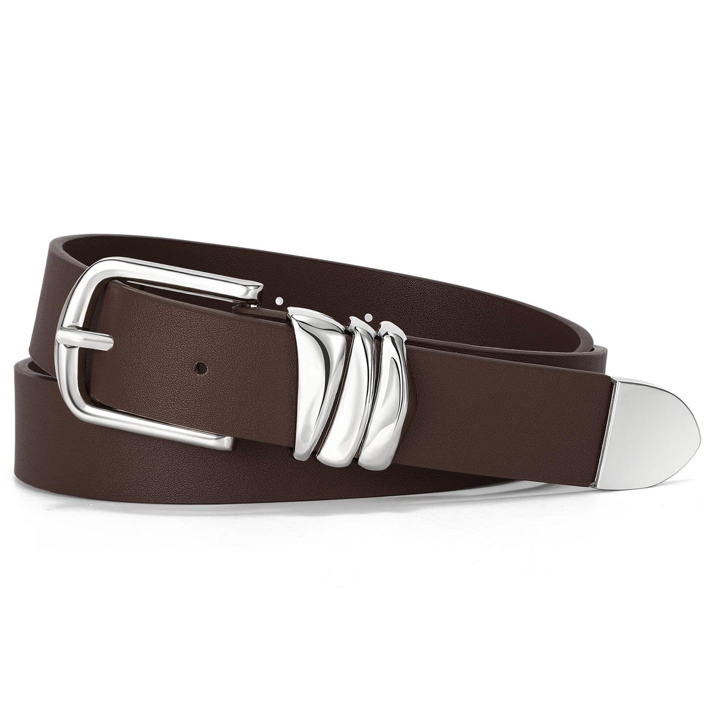 HOTVONMELLI Women's Belt for Jeans Dress Leather Belt for Women Fashion Waist Ladies Belt with Silver Buckle