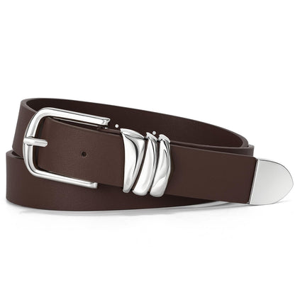 HOTVONMELLI Women's Belt for Jeans Dress Leather Belt for Women Fashion Waist Ladies Belt with Silver Buckle
