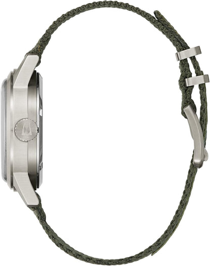 HOTBulova Men's Military Heritage Hack Veteran's Watchmaking Initiative Watch in Stainless Steel with 3-Hand Automatic, Green NATO Strap Style: 96A259