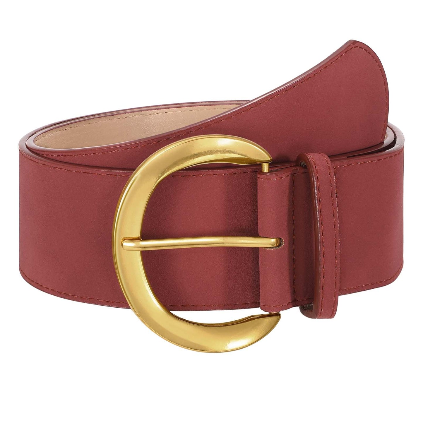 HOTWHIPPY Women’s Wide Leather Belt for Dresses Fashion Casual Laides Thick Suede Belt with Gold Buckle