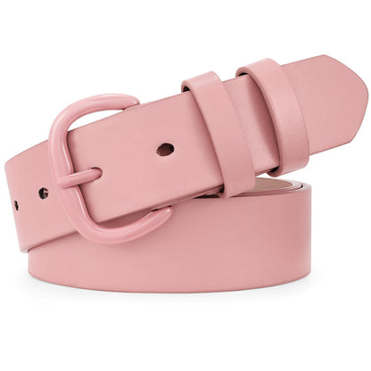 HOTWHIPPY Women Leather Belt for Jeans Pants Dresses Black Ladies Waist Belt with Pin Buckle