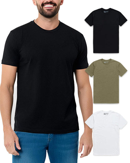 HOTMens T Shirts Soft Cotton Crew Neck Athletic Fit Casual Tees S-4XL | Soft cotton blend casual tee shirts with 4-way stretch - tag-free athletic fit for gym, work & casual wear. A go-to gift.