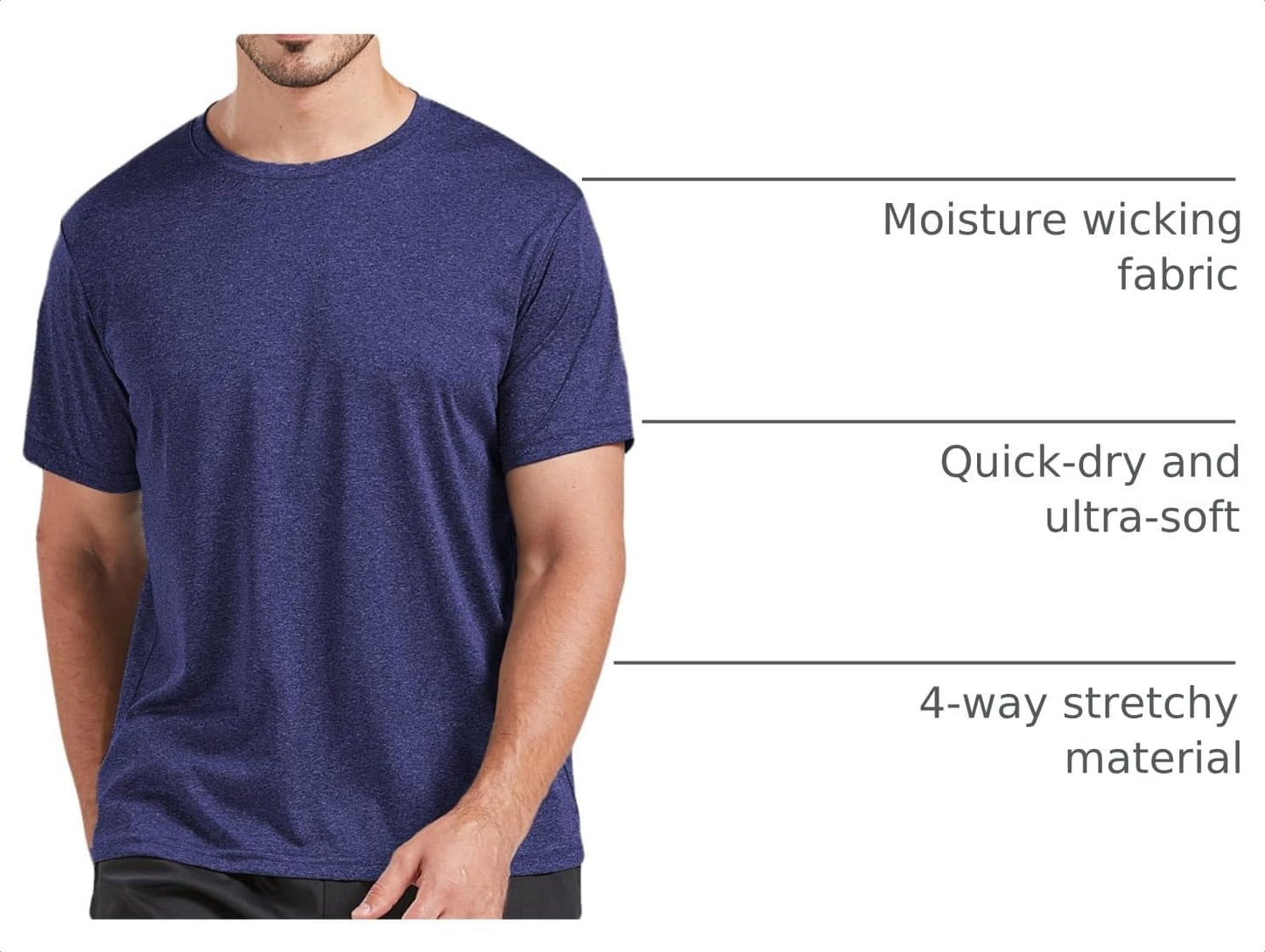 HOT5 Pack Men's Dry Fit T Shirts Athletic Running Gym Workout Short Sleeve Tee Shirts for Men