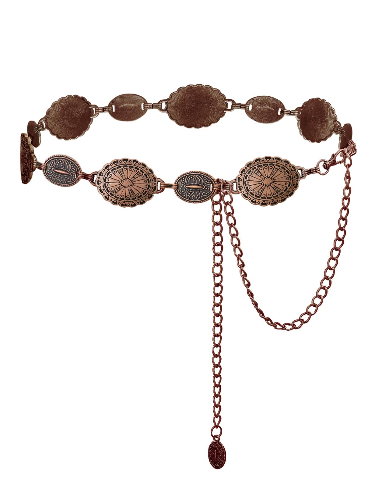 HOTTOPACC Western Metal Concho Belt for Women Cowgirl Chain Belts for Dresses Jeans Country Concert Outfit