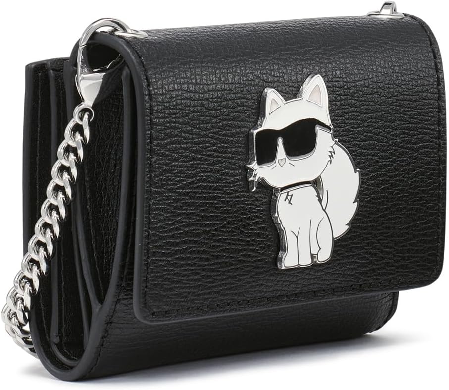 HOTKARL LAGERFELD Paris Women's Wallet Crossbody On A Chain, Black Multi