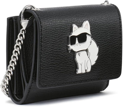 HOTKARL LAGERFELD Paris Women's Wallet Crossbody On A Chain, Black Multi