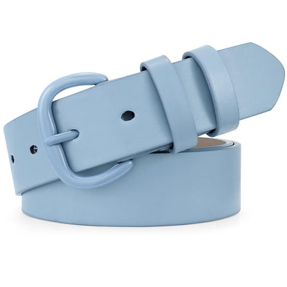 HOTWHIPPY Women Leather Belt for Jeans Pants Dresses Black Ladies Waist Belt with Pin Buckle