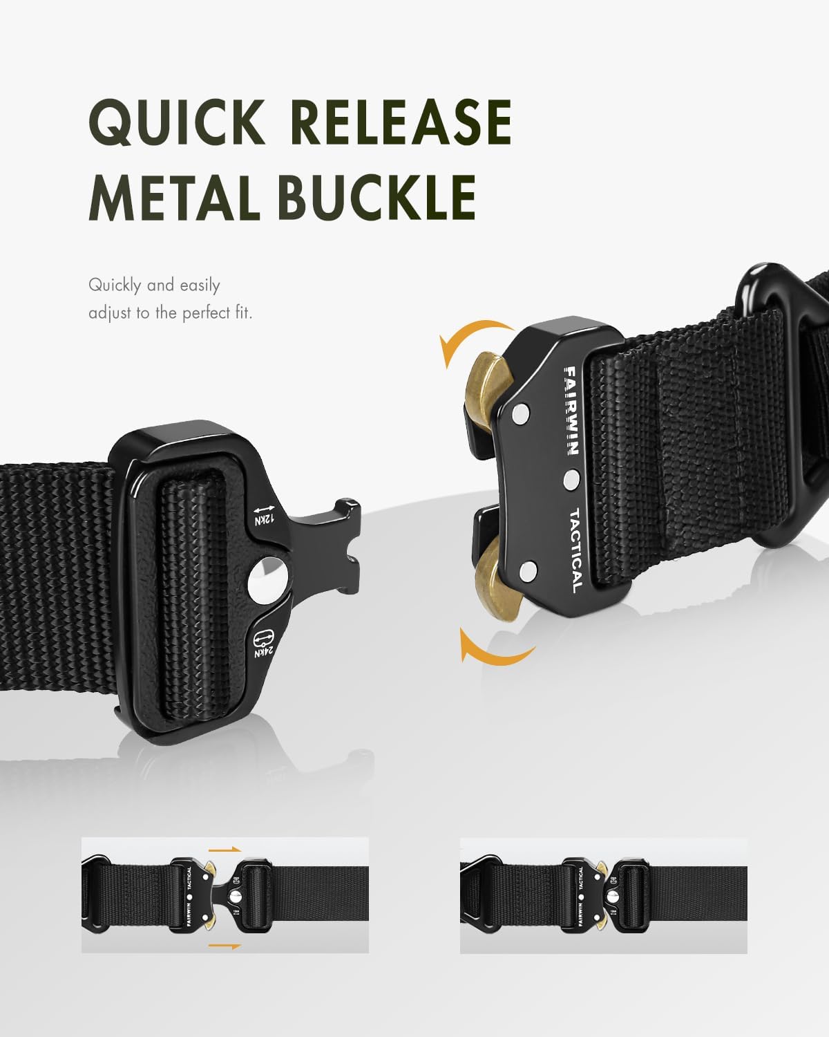 HOTFAIRWIN Men's Tactical Belt, Rigger Belt, Utility Nylon Web Waist Work Belt for Men with V-ring Quick-Release Buckle