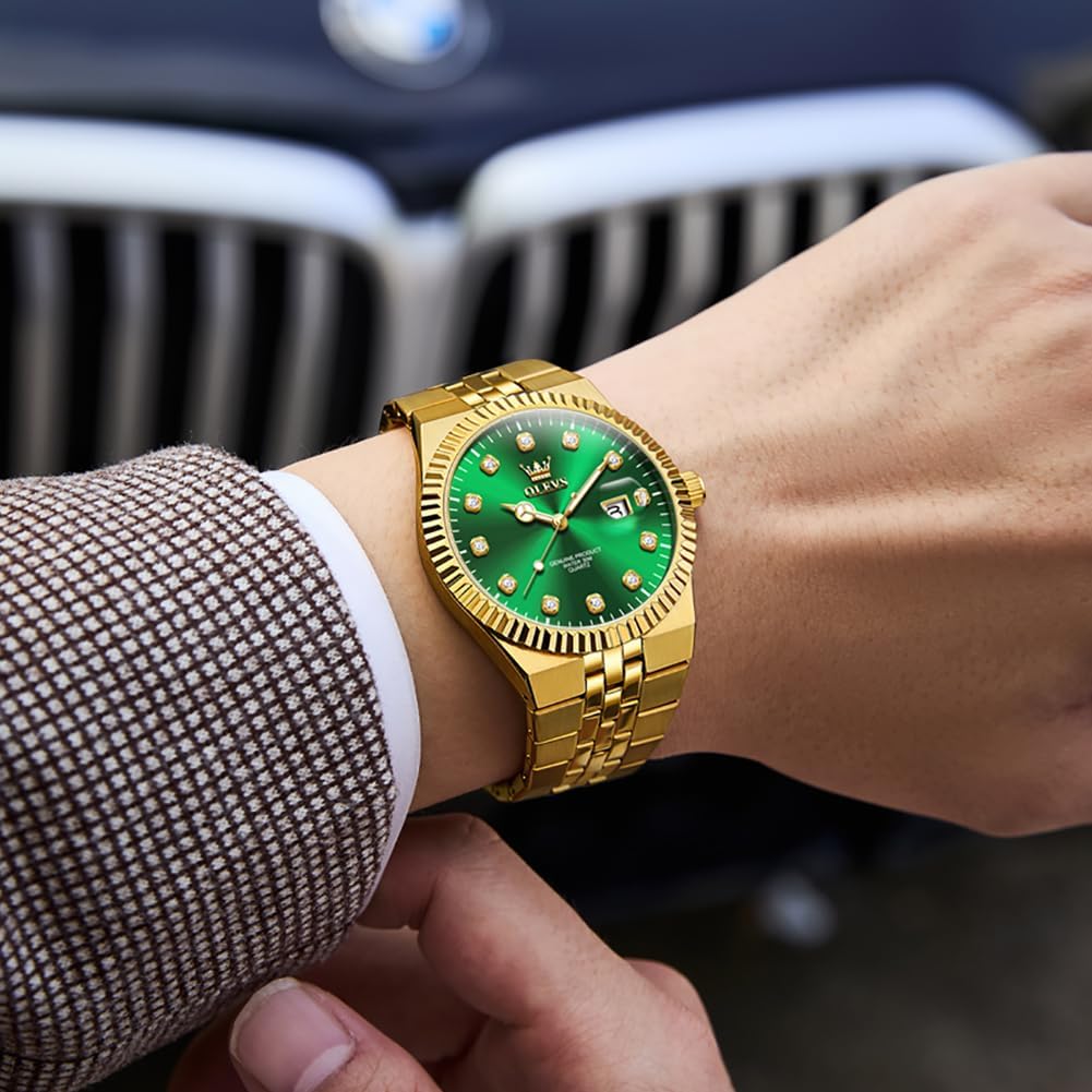 HOTOLEVS Mens Watches Luxury Diamond Calendar Stainless Steel Male Watches Business Dress Waterproof Luminous Fashion Watch for Men