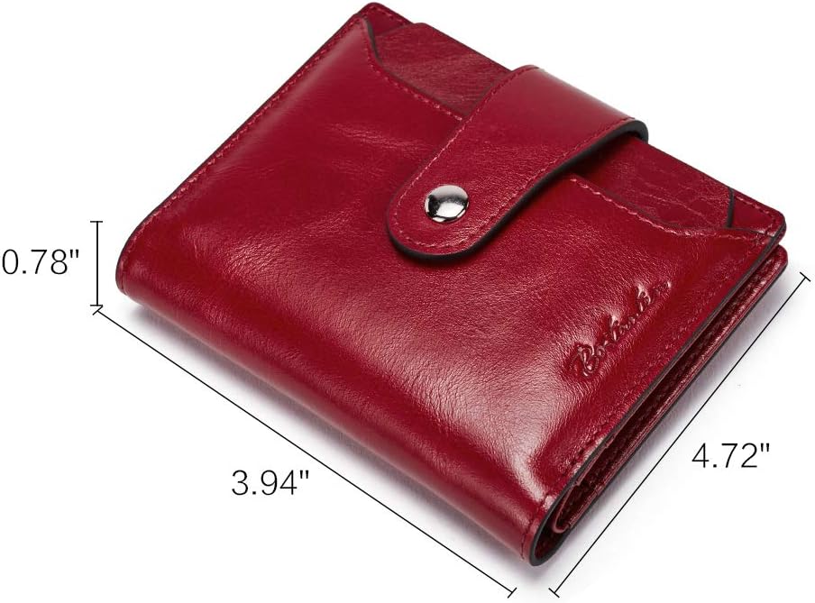 HOTBOSTANTEN Women Leather Wallet RFID Blocking Bifold Zipper Pocket Wallet Card Case Purse with ID Window