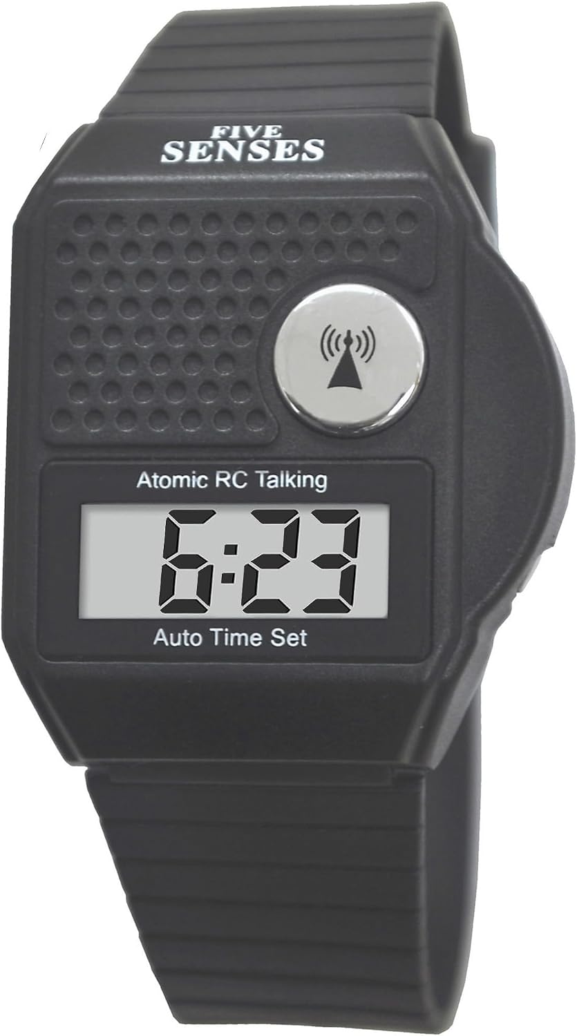 HOTFive Senses - English Atomic Talking Watch, Easy to use for Seniors Blind Men Women, Loud Talking Watch with Sound for Vision Impaired, Watches for Elderly Women, Blind People Products 1026 (BLACK)
