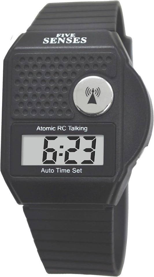 HOTFive Senses - English Atomic Talking Watch, Easy to use for Seniors Blind Men Women, Loud Talking Watch with Sound for Vision Impaired, Watches for Elderly Women, Blind People Products 1026 (BLACK)