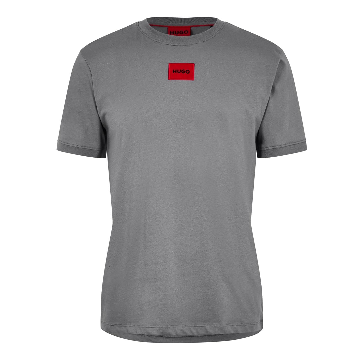 HOTHugo Mens Ribbed Crew Neck Regular Fit Center Logo T-Shirt