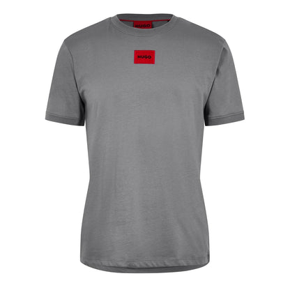 HOTHugo Mens Ribbed Crew Neck Regular Fit Center Logo T-Shirt