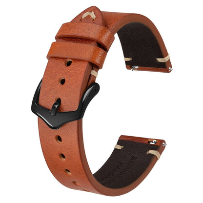 HOTBISONSTRAP Men's Watch Bands, Hand-Stitched Leather Watch Straps, Quick Release, 18mm 19mm 20mm 21mm 22mm