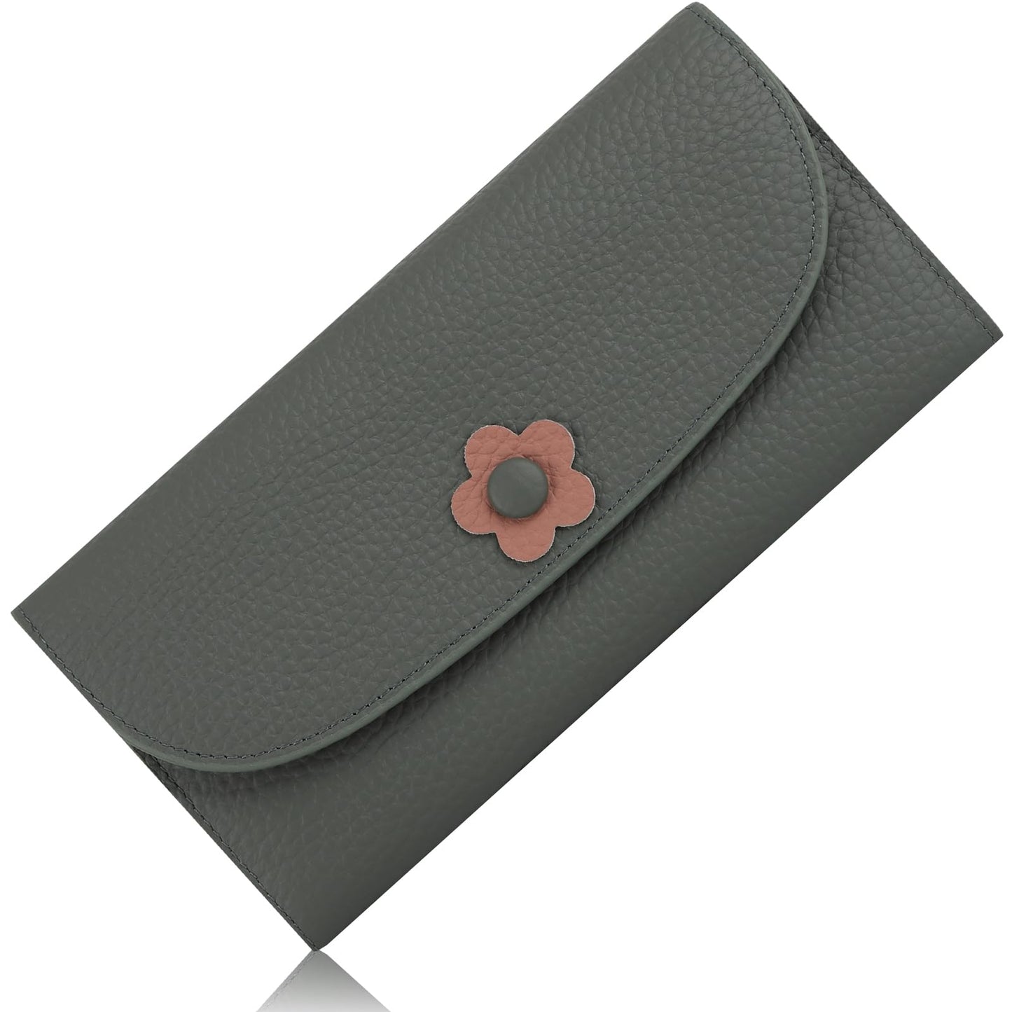 HOTLadies Purse RFID Blocking Genuine Leather Large Capacity Slim Wallet for Women, Rose Red, L, Casual