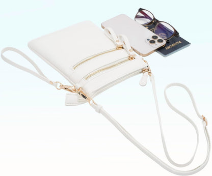 HOTSolene Small Crossbody Bag for Women, Multi Zip Pockets with Detachable Wristlet, Lightweight Travel Purse, Cell Phone Pouch