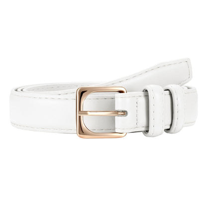 HOTJASGOOD Women Leather Belt Fashion Ladies Leather Waist Belt for Pants Jeans Dress with Gold Buckle