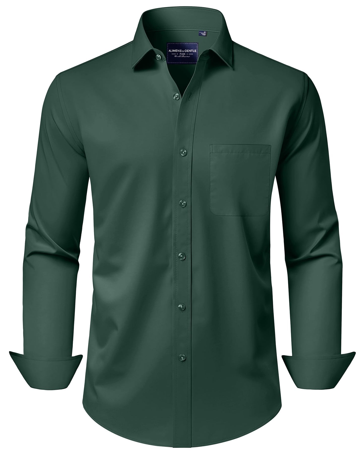 HOTAlimens & Gentle Men's Dress Shirts Long Sleeve Wrinkle-Free Stretch Shirts Solid Formal Button Down Shirt with Pocket