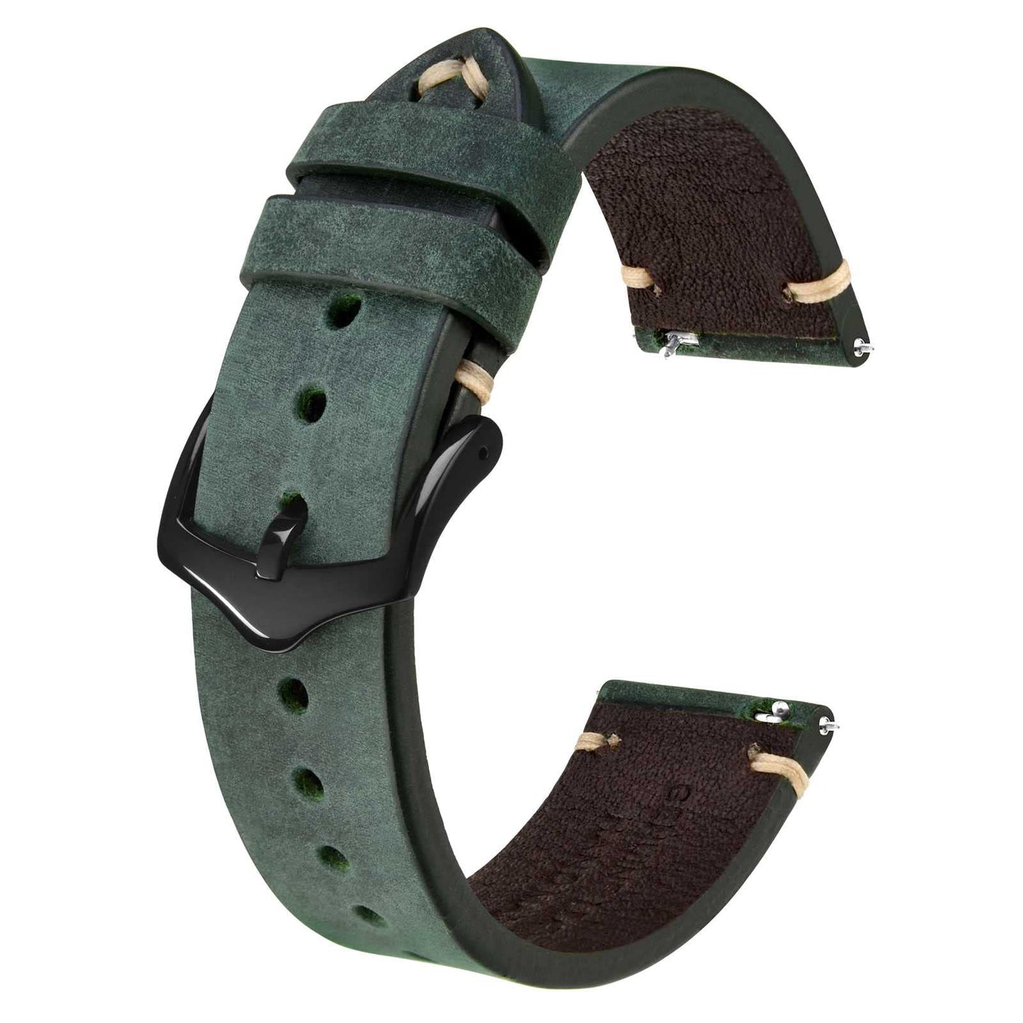 HOTBISONSTRAP Men's Watch Bands, Hand-Stitched Leather Watch Straps, Quick Release, 18mm 19mm 20mm 21mm 22mm
