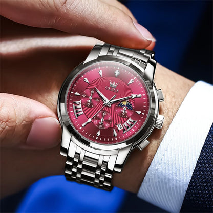 HOTOLEVS Watches Men Stainless Steel Chronograph Watch Luxury Big Face Man Dress Watches Waterproof Roman Numeral Analog Quartz Men Wrist Watch Diamond Relojes para Hombre(Silver/Black/Gold/Red/Blue)