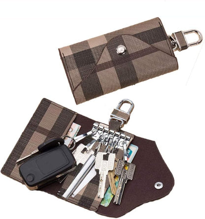 HOTWomen Men Leather Car Key Chain Card Holder Money Wallet Pouch Case 6 keys Organizer Bag Case