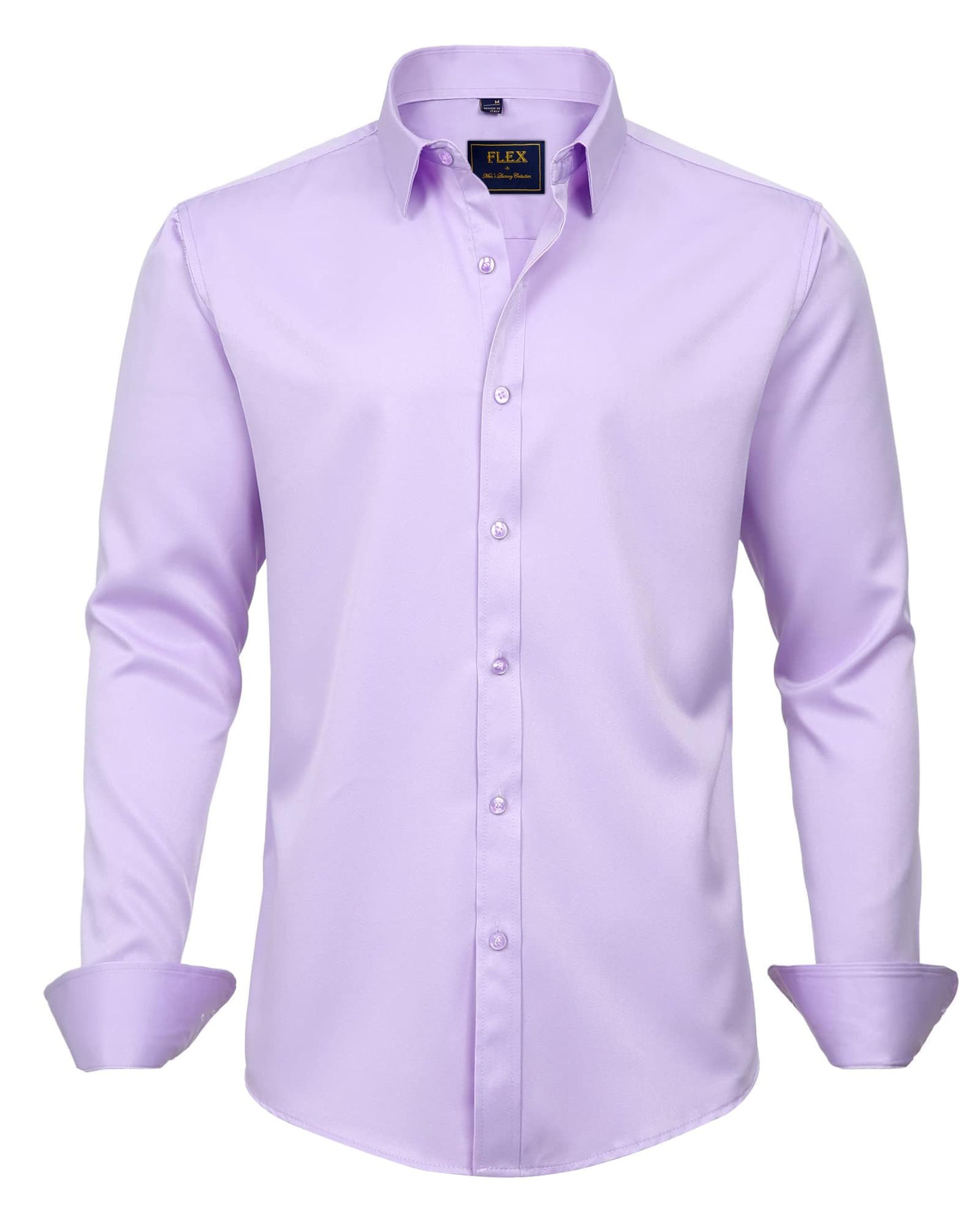 HOTJ.VER Men's Dress Shirts Solid Long Sleeve Stretch Wrinkle-Free Formal Shirt Business Casual Button Down Shirts