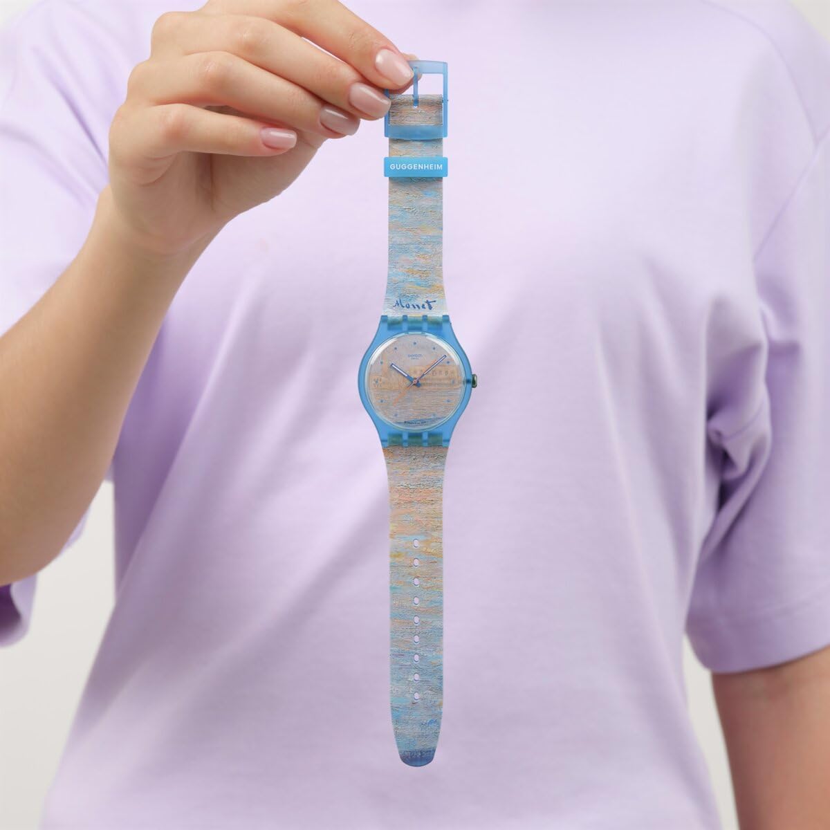 HOTSwatch New Gent Unisex Casual Watch Bio-sourced Blue Quartz Water Resistant Monet's Palazzo DUCALE