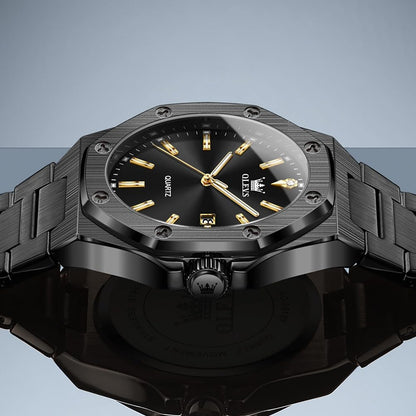 HOTOLEVS Mens Watches Octagonal Luxury Stainless Steel Dress Watches for Men Quartz Analog Large Face Luminous Relojes para Hombres