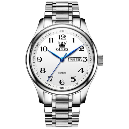 HOTOLEVS Men's Luxury Stainless Steel Watch, Big Face Gold Silver Two Tone Three Hand Analog Quartz Watch, Easy to Read Waterproof Luminous Day Date Wrist Watches for Men