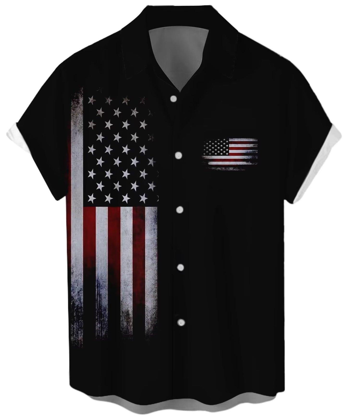 HOTWHO IN SHOP Men's 4th of July American Flag Patriotic Shirts Short Sleeve Button Up USA Memorial Day Shirts