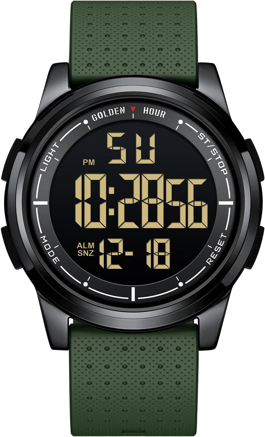 HOTGOLDEN HOUR Ultra-Thin Minimalist Sports Waterproof Digital Watches Men with Wide-Angle Display Rubber Strap Wrist Watch for Men Women
