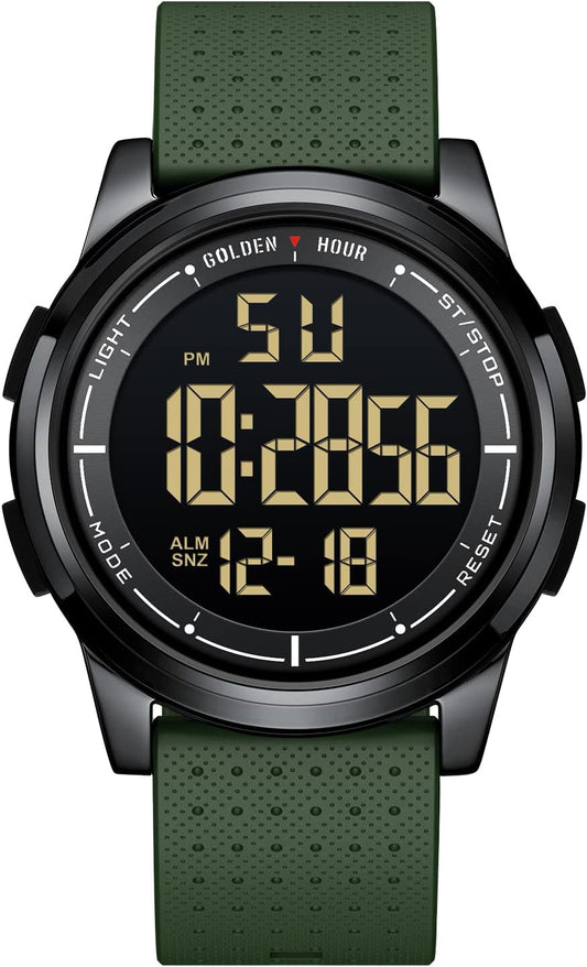 HOTGOLDEN HOUR Ultra-Thin Minimalist Sports Waterproof Digital Watches Men with Wide-Angle Display Rubber Strap Wrist Watch for Men Women