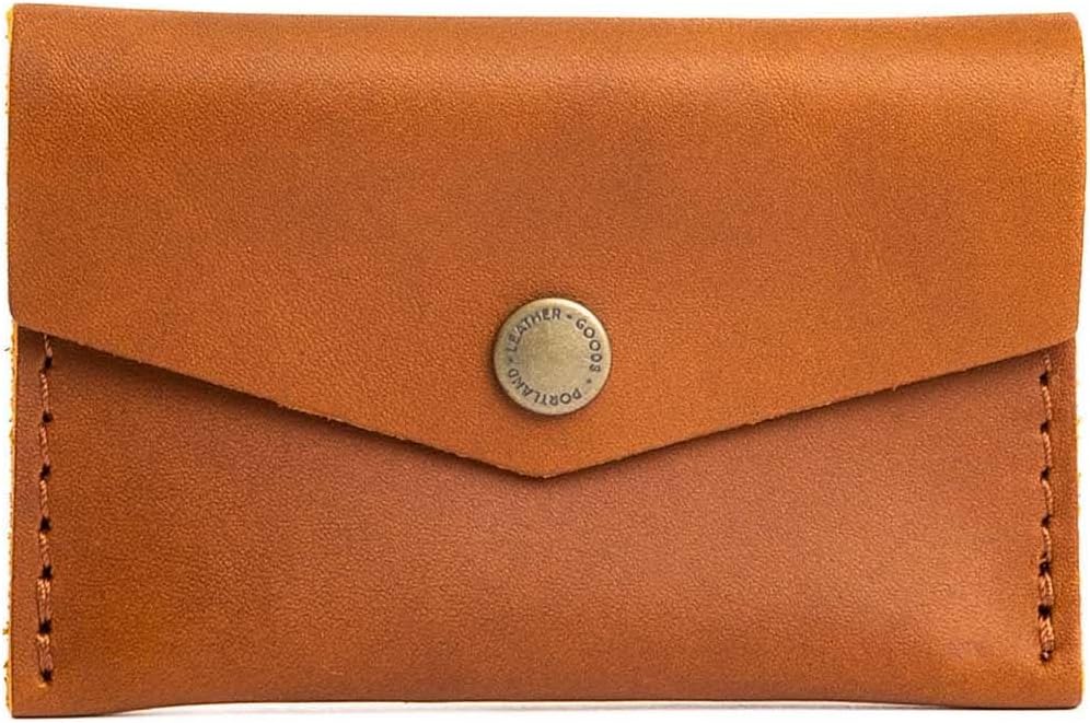 HOTPortland Leather Goods Mini Envelope Wallet for Women – Handmade from the Finest Full-Grain Hides – Features Two Interior Pockets with Secure Snap Closure – Cognac