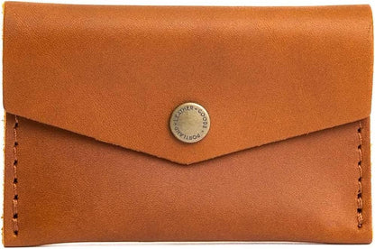 HOTPortland Leather Goods Mini Envelope Wallet for Women – Handmade from the Finest Full-Grain Hides – Features Two Interior Pockets with Secure Snap Closure – Cognac