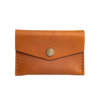 HOTPortland Leather Goods Mini Envelope Wallet for Women – Handmade from the Finest Full-Grain Hides – Features Two Interior Pockets with Secure Snap Closure – Cognac